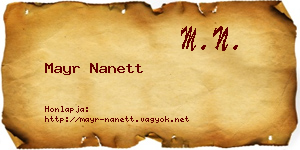 Mayr Nanett névjegykártya